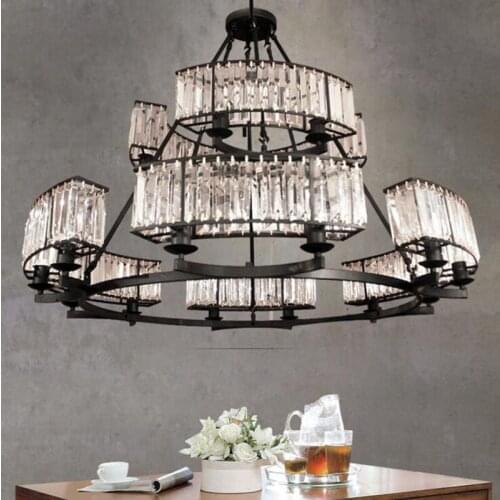 Post-modern chandeliers living room double chandeliers Nordic minimalist staircases hotel project crystal lamp LED fixture lamps