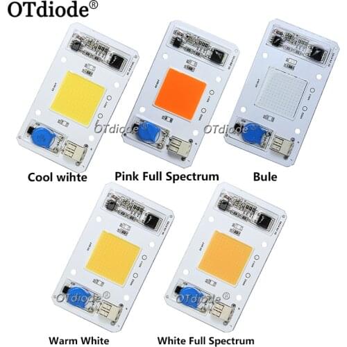 LED 50W COB Chip Bulbs AC 110V 220V Integrated Smart IC Driver Cool White Warm White Red Green Blue Yellow Pink Full Spectrum