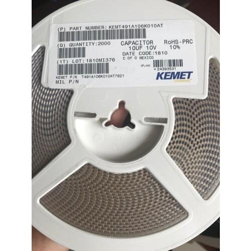T491A106K010AT KEM 10V10UF-A type 1206 T491B106K010AT 10uF(106) ±10% 10V Tantalum capacitor B_3528 T491C106K010AT Type C 6032
