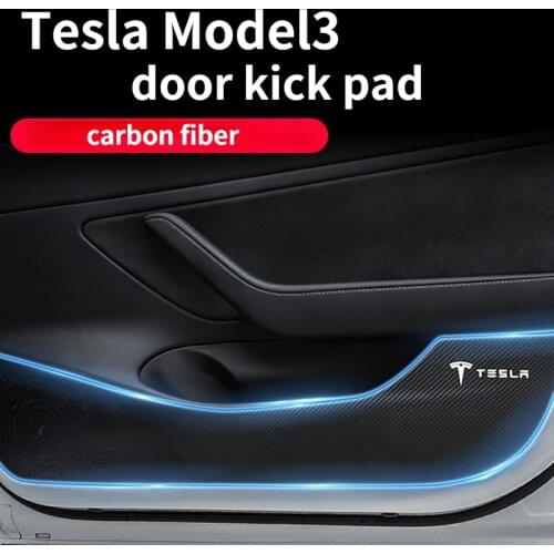 Tesla model3 door kick pad car interior protective film carbon fiber matte scratch-proof model3 refit accessories decoration