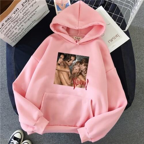 Maneskin Harajuku Hoodies Sweatshirt Italian singer Hoodie Harajuku Women Long Sleeve Streetwear Casual Oversize Pullover Pink