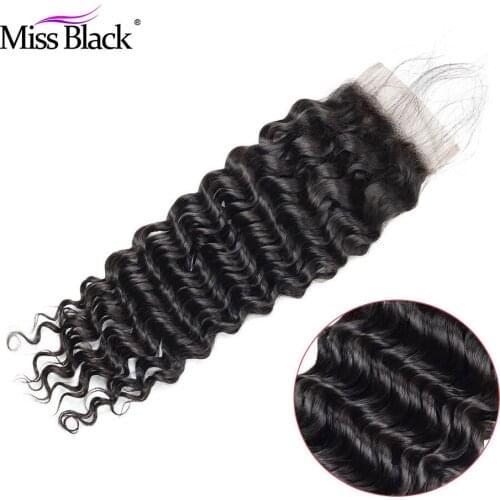 Miss Black 20 22 24 Inch 5x5 4x4 Lace Closure Hair 100% Human Hair Brazilian Deep Wave Hair Pre Plucked With Baby Hair