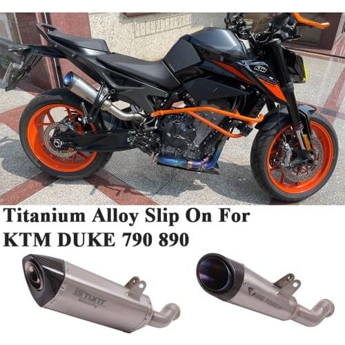 Titanium Alloy Slip On For KTM DUKE 790 890 2018 - 2021 Motorcycle Exhaust Escape DB Killer Tube Link Pipe Carbon Fiber Muffler
