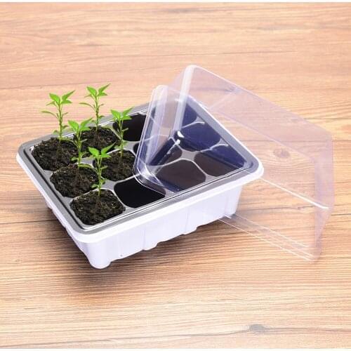 12 Cells Seed Tray Grow Box Nursery Pot Seedling Starter Germination Kit with Dome Plant Tags for Flower Garden