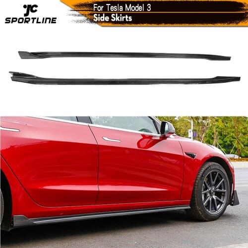 Carbon Fiber Side Bumper Extension Skirt for Tesla Model 3 Sedan 4 Door 2017 UP Side Skirts Door Bumper Lip Protector