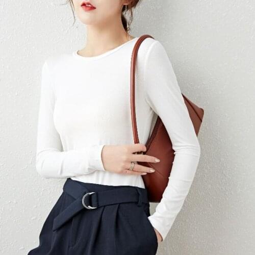 Womens Ladies Cotton Long Sleeve Slim T-shirt Soft Warm Blouse