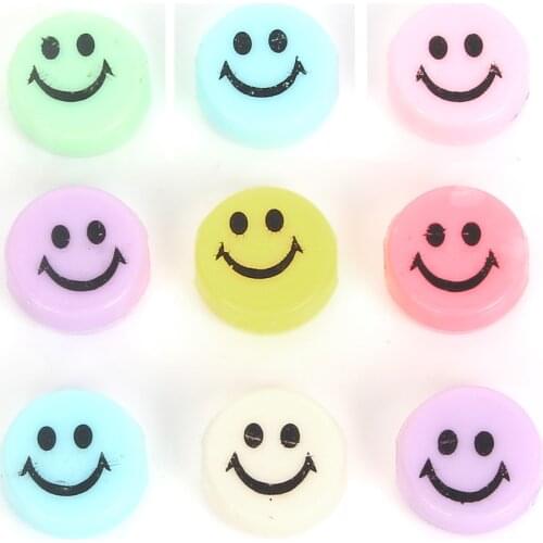 2 Styles Smiley Acrylic Beads Charm Round Loose Spacer Beads For Jewelry Making Needlework Diy Bracelet Accessories Beades