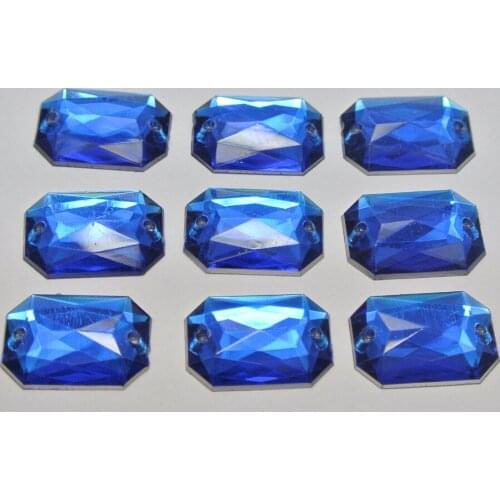 100 Royal Blue Flatback Acrylic Square Rhinestone Button 13X18mm Sew on bead