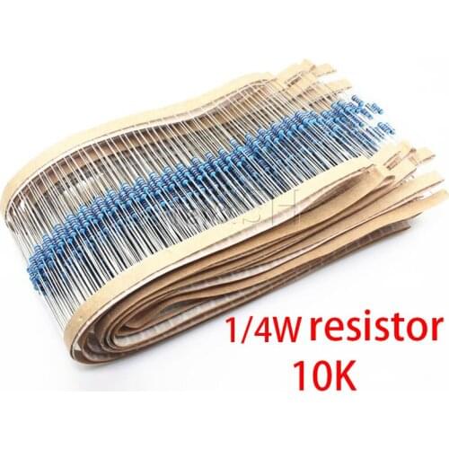 100pcs 10K ohm 1/4W Metal film resistor 1% New original