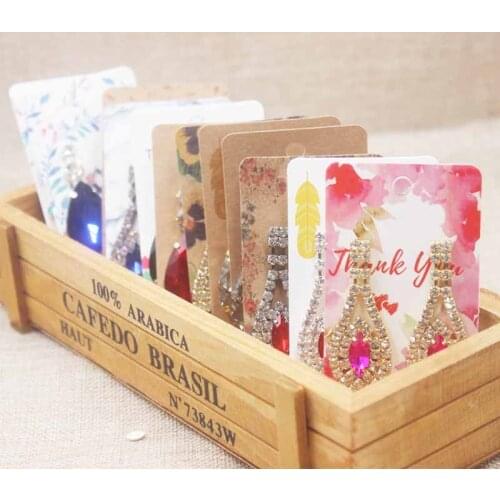 50pc Jewelry drop earring package card multi flower design earring pack card colorful print paper jewelry earring card 5*9cm