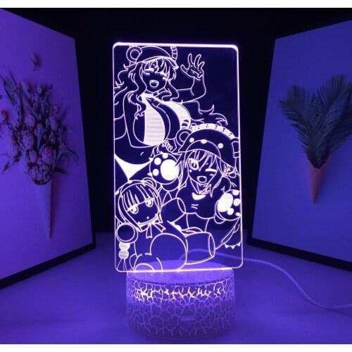 Animation Peripherals 3D LED Lamp Anime Figure Three Cute Girls Home Bedroom Table Decoration Night Light for Festival Gifts