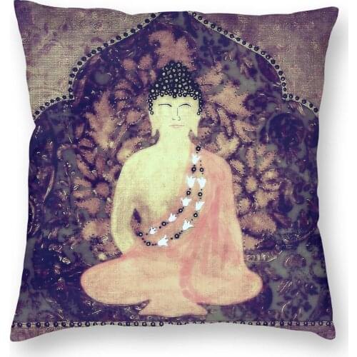 Buddha In Bronze Pillowcase Home Decorative Zen Cushion Cover Throw Pillow for Sofa Polyester Double-sided Printing