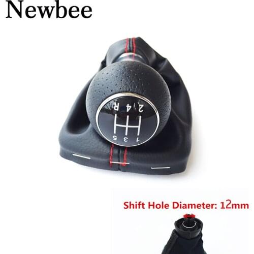 Newbee 12mm Car Manual 5 Speed Gear Shift Knob Lever Stick Pen Handle Gaiter Boot Cover Collar Case for Audi A3 2001 2002 2003
