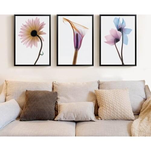 Elegant Poetry Special Light Shot Of Transparent Flowers A4 Canvas Art Painting Print Poster Picture Wall Living Room Home Decor