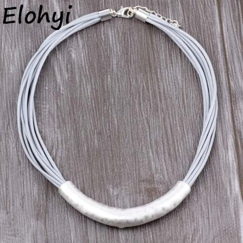 ELOYHI Women Choker Necklace Geometric Wax Rope Collar For Women Trendy Neckalce&Pendants Gift
