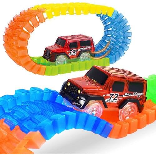 80-400pcs Glowing Tracks Gow in the dark Rail Car Toys Diecasts & Vehicles Racing Track Car Toys for Children Kids Gift