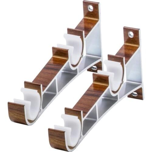 2PCS Curtain Fittings Aluminum Alloy Double Bracket Fish Type Double Code Curtain Rod Bracket