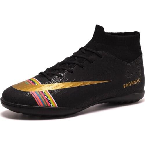 Men Indoor Turf Soccer Shoes Crampons Superfly Breathable High Top Original TF Kids Football Futsal Boots Sneakers Men Cleats