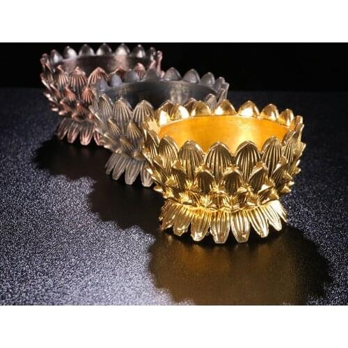 Mini Candle Lamp Cup Zinc Alloy Romantic Lotus Flower Golden Candlestick Buddhist Tibetan Wedding Dinner Home Table Decoration
