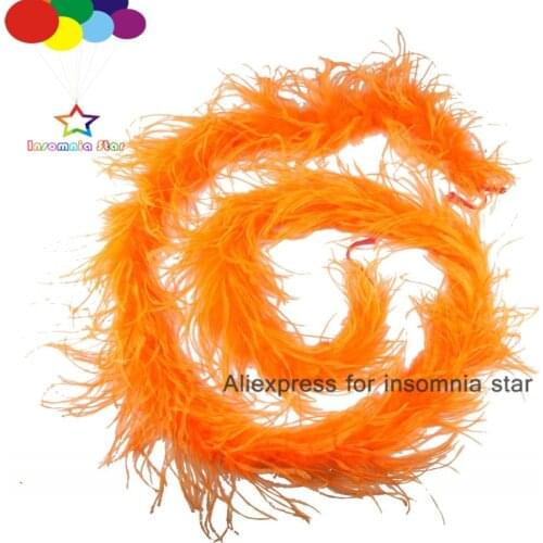 New 2Meter orange Ostrich Feather Plume Boas Scarf Handcraft for Crafts for Wedding Decoration Dance Performance Handcrafts