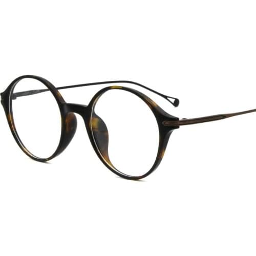 Optical Myopia Prescription Demi Round Eyeglasses Metal Acetate Vintage Men Women Retro Eye Glasses Frame Eyewear K1819-52