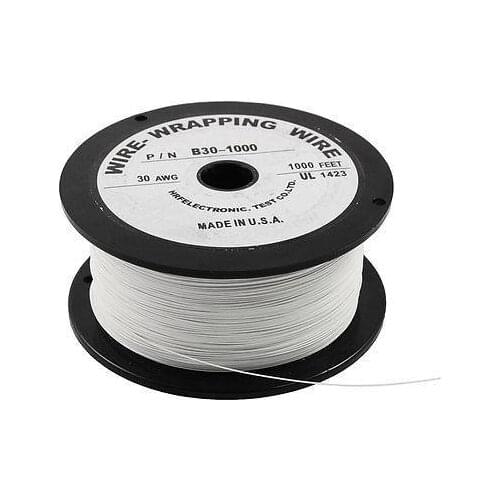P/N B30-1000 White Insulated PVC Coated 30AWG Wire Wrapping Wires Reel 305M