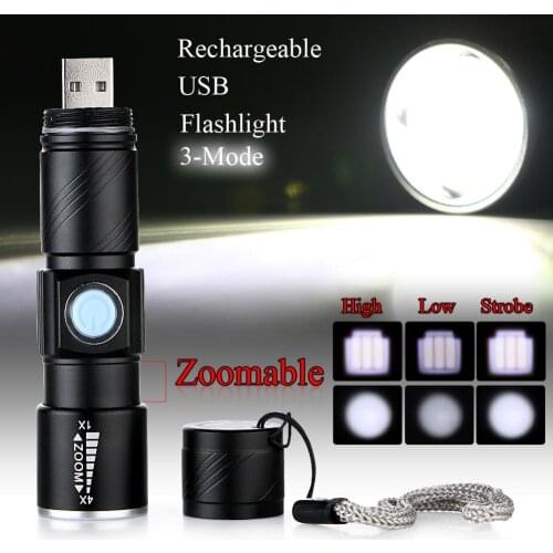 Q5 USB Rechargeable Powerful led Flashlight Mini LED Waterproof Pocket Flash light Torch Camping Zoomable Lamp 1000Lm Focus