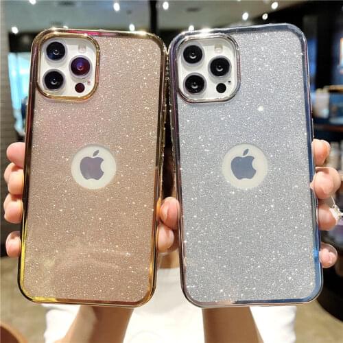 Transparent Glitter Diamond Phone Case For iPhone 12 11 Pro Max XR XS Max X XS 7 8 Plus 11Pro Soft Shockproof Bumper Back Cover