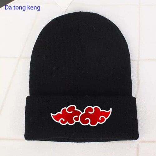 Japanese New Anime Red Cloud Unisex Cartoon Wool Turtleneck Cap 90s Cartoon Beanies Winter Hats for Women bucket hat
