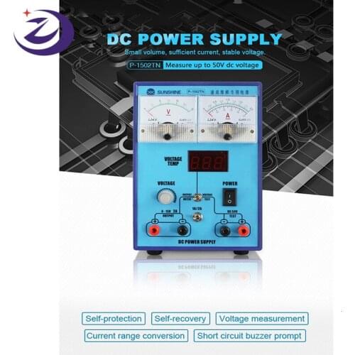 Sunshine P-1502TN Mini DC Power Supply 15V 2A Adjustable Constant Temperature Voltage&Current Measurement For Phone Maintenance