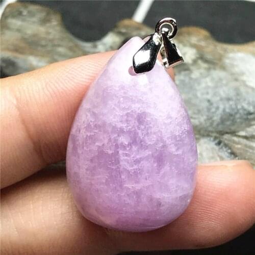 Top Natural Purple Kunzite Stone Pendant Jewelry For Women Man Crystal Healing Silver 30x20x11mm Beads Water Drop Gemstone AAAAA