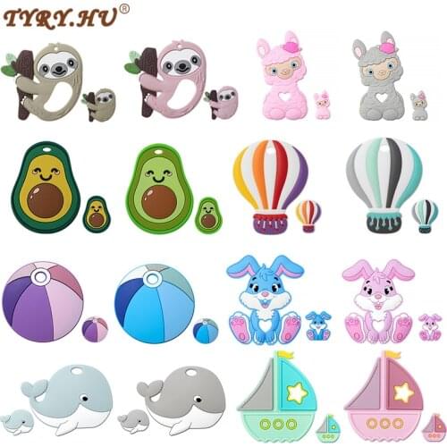 TYRY.HU Baby Silicone Teether Toys Avocado Sloth BPA-Free Silicone Beads Baby Teething Pacifier Chain Accessories