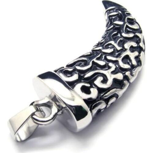 54*18*13mm Vintage Unique Personality Stainless Steel Pendant Necklaces Floral Horn Spike Pendants Necklace With Chain 077588