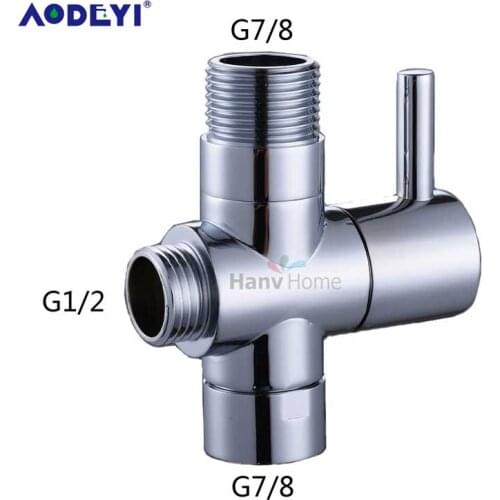 AODEYI USA Standard G 7/8''& G 1/2'' Copper Chrome Shower Water Separator Diverter Valve Core T-adapter For Bidet Sprayer Jet