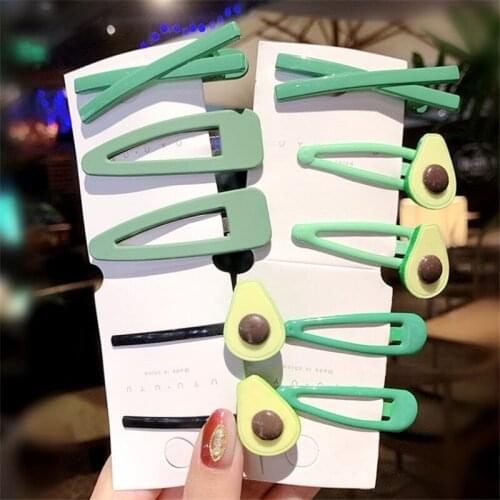 1Set Women Girls Cute Avocado Green Hairpins Sweet Headband Hair Clip Lovely Hair Band Rope Barrette Fashion Hair Accessories