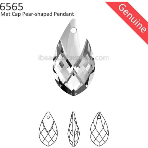 1 piece) 100% Original crystal from Swarovski 6565 Met Cap Pear-shaped pendant Austria loose Rhinestone for DIY jewelry making