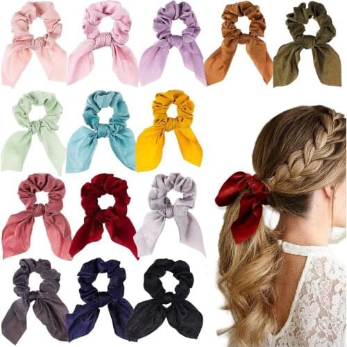 1 Pcs New Bowknot Rabbit Ear Hair Scrunchies Elastic Hair Rope For Women Girls Rubber Band Tie Hair Accessories for women girls