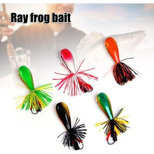 1 Pc 5.5cm Hard Frog Lure Fishing Bait Jig Tail Tackle with Fishing Hooks Topwater