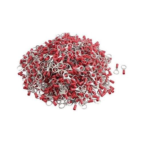 1000 Pcs RV1.25-10 AWG 22-16 Red Sleeve Pre Insulated Ring Terminals Connector
