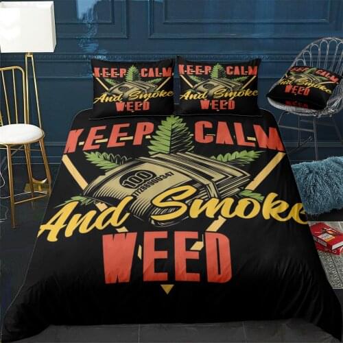 18 Cannabis10 Quilt Cover Pillowcase 3Piece Comforter Bedding Set With Pillow Case Single Double Duvet Cover Home Decora