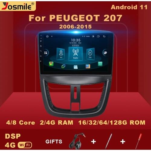 2 Din Android 11 Car Radio Multimedia Player For PEUGEOT 207 2006-2015 GPS DVD Video Navigation Carplay Wifi DSP RDS DAB 4GB128G