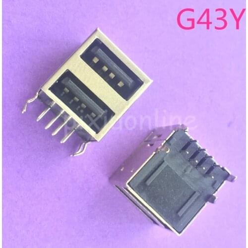 2pcs G43Y USB A Type Female Socket Connector 2to1 Set for Data Connection Interface Charging