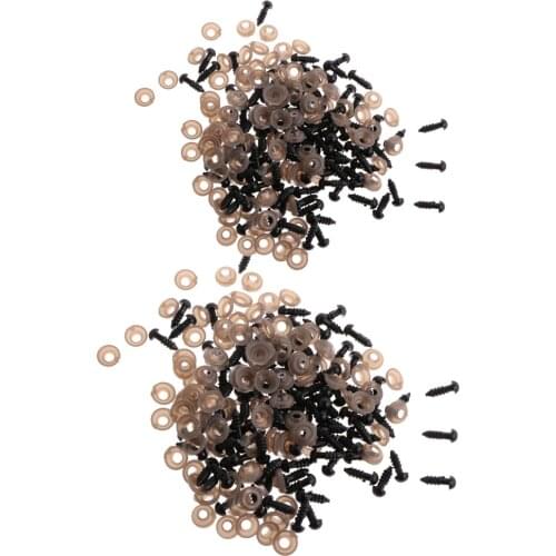 200 Pieces 6mm & 8mm Soild Black Plastic Safety Eyes with Washers for Teddy Bear Doll Animal Toy DIY