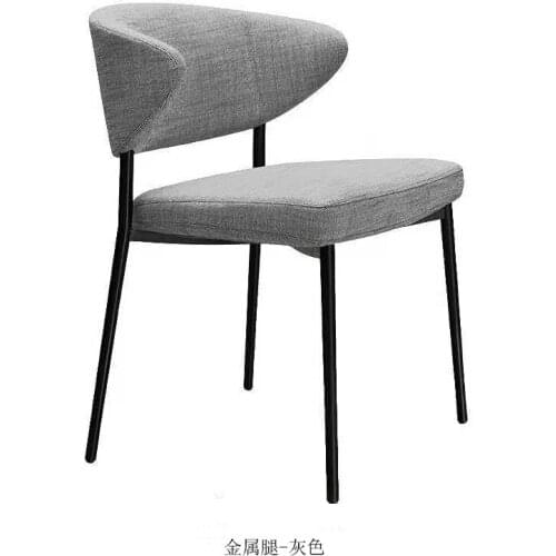 2020 metal dining chair Nordic modern light luxury fabric dining chair Italian minimalist western restaurant cafe lounge chair