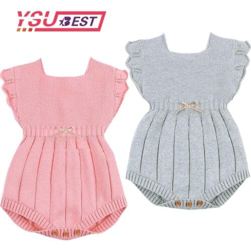 2020 Baby Girls Clothes Autumn Baby knitted Romper Infant Newborn Baby Girl Cardigan Boys Sweater Ruffle Baby Jumpsuit For Girls