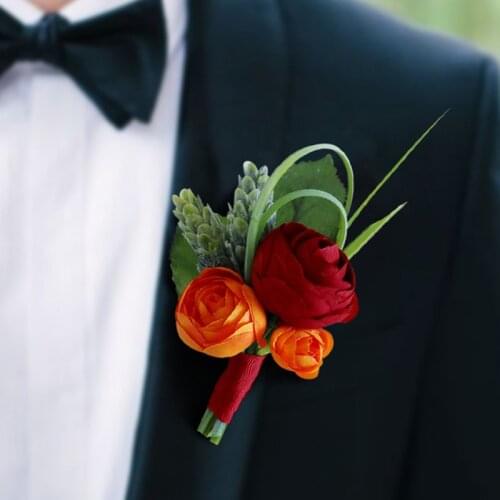 5Pieces/Lot Wedding Boutonniere Groom Groomsman Cloth Corsage Artificial Flower Prom Party Men Women Suit Brooch