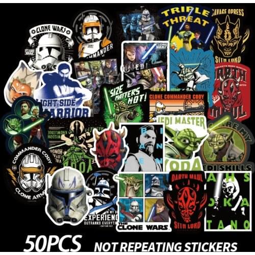 50Pcs/set Star Wars Waterproof Stickers for Car Styling Bike Motorcycle Laptop Travel Luggage Cool Funny Sticker Bomb JDM Decals