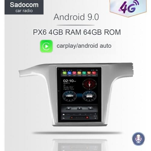 9.7" Tesla Auto DVD Player PX6 DSP IPS Android 9,0 4G + 64GB LTE Bluetooth 5,0 Wifi GPS RDS Radio For VW Passat 2011-2014 2015