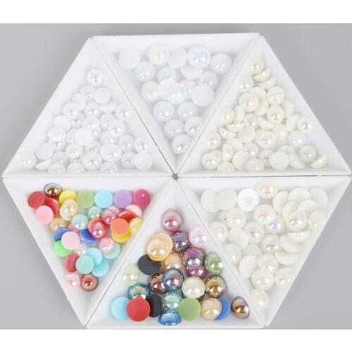 AB Colors Plastic ABS Imitation Pearl Half Round Flatback For DIY Craft Jewelry Findings Making Resin Scrapbook Beads 3mm-14mm