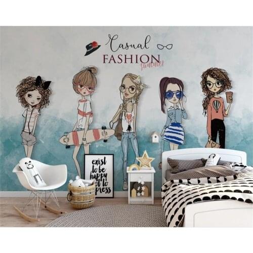 Beibehang Angepasst kinderzimmer hintergrund dekoration malerei cartoon mädchen kleidung shop hintergrund wand tapete papier
